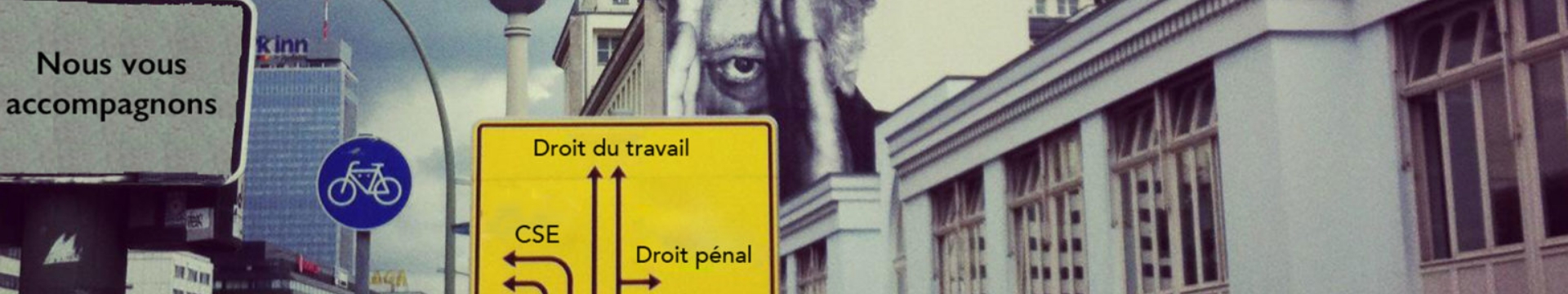 Illustration panneau routier droit du travail, CSE et droit pénal, cabinet 41 Avocats